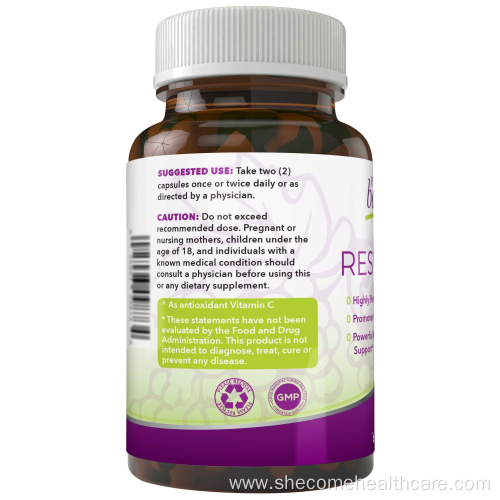 Trans Resveratrol Supplemen Promotes Anti-Aging capsules